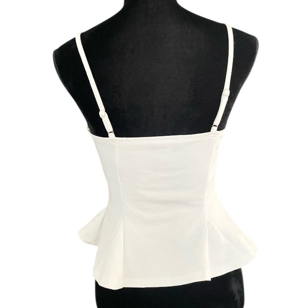 Blashe peplum tank camisole white black ribbon womens Small casual princess boho - Picture 5 of 7